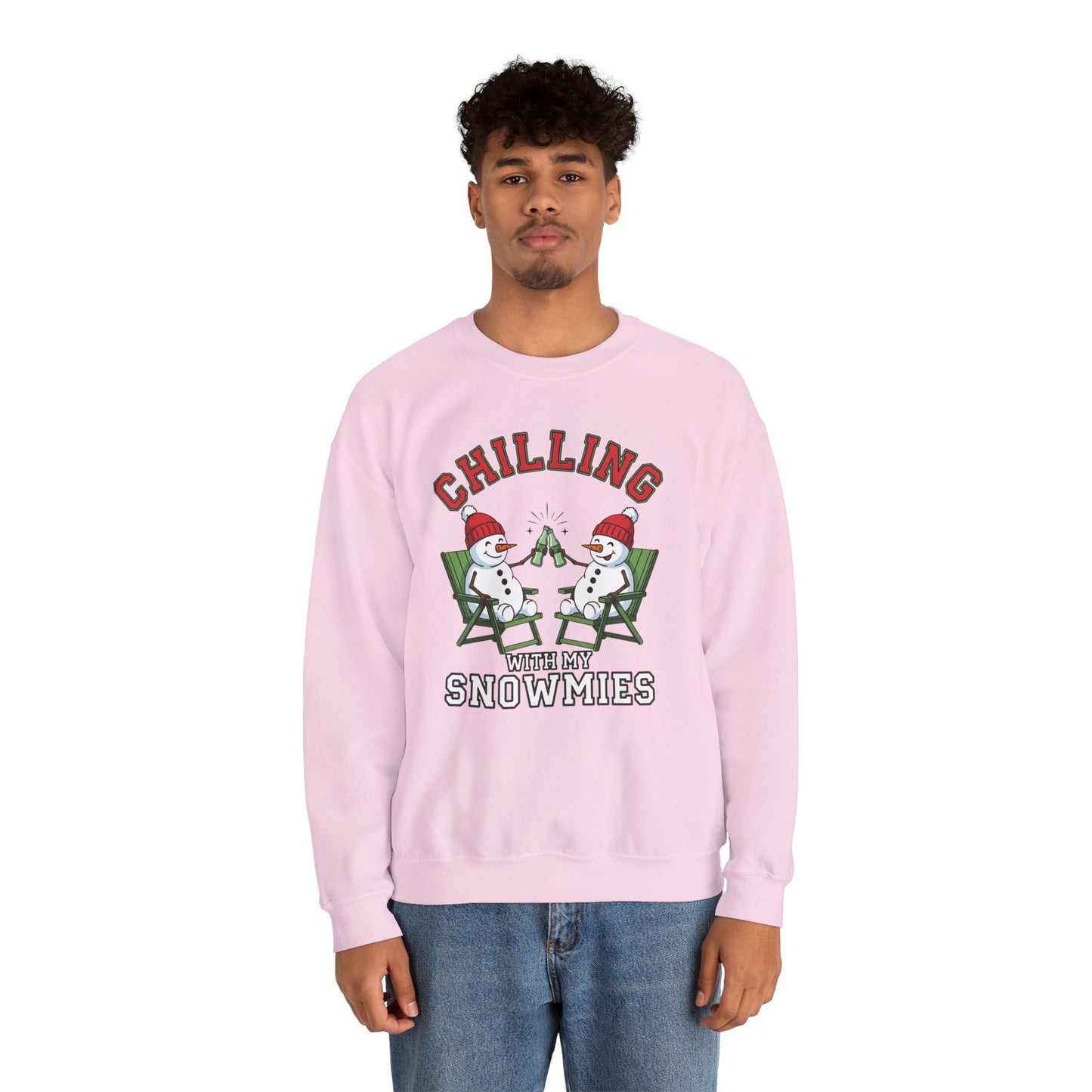Chilling With My Snowmies Sweatshirt - Funny Christmas Snowman Sweater, Holiday Party Shirt, Cute Winter Gift, Matching Friends Xmas Top