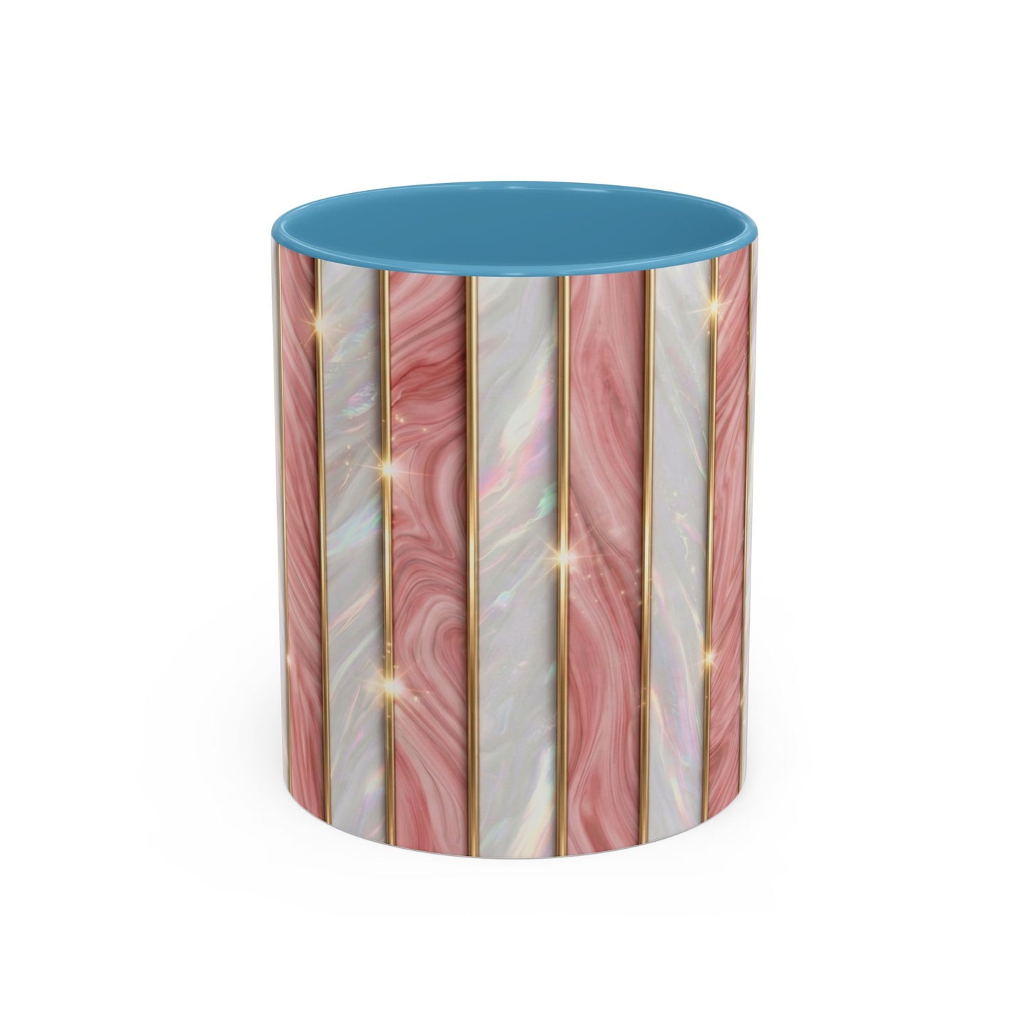 Pink Marble Coffee Mug, Gold Stripe Faux Agate Cup, Glam Desk Accessory, Elegant Tea Mug, Luxury Gift for Her, Chic Office Desk Decor