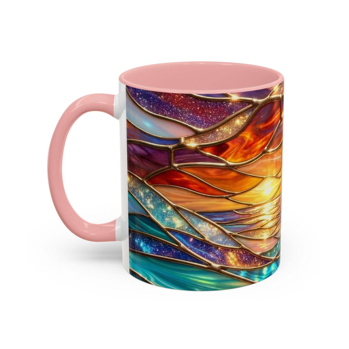 Stained Glass Wave Mug, Cosmic Ocean Coffee Cup, Celestial Sunrise Tea Mug, Surfer Beach Decor Gift, Starry Sea Art, Ocean Lover Cup