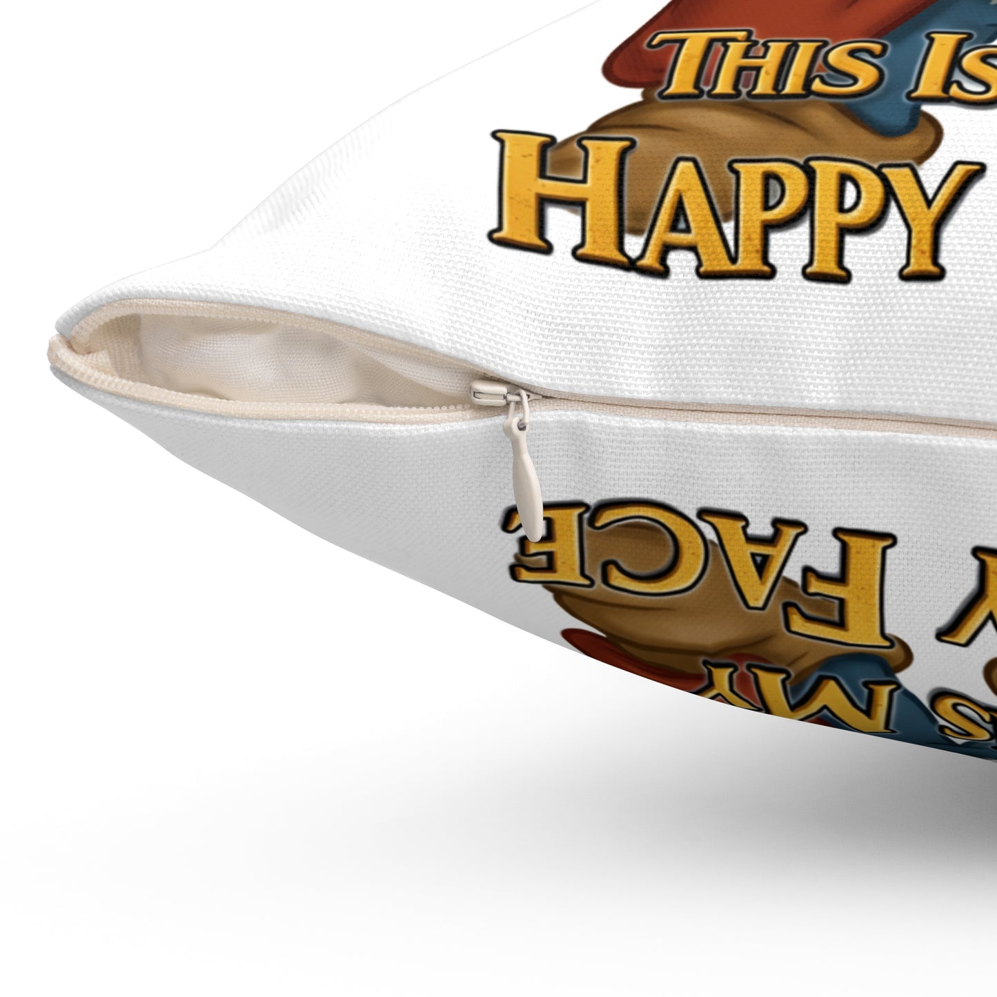 Funny Gnome 'This Is My Happy Face' Pillow - Perfect Home Decor for Gnome Lovers