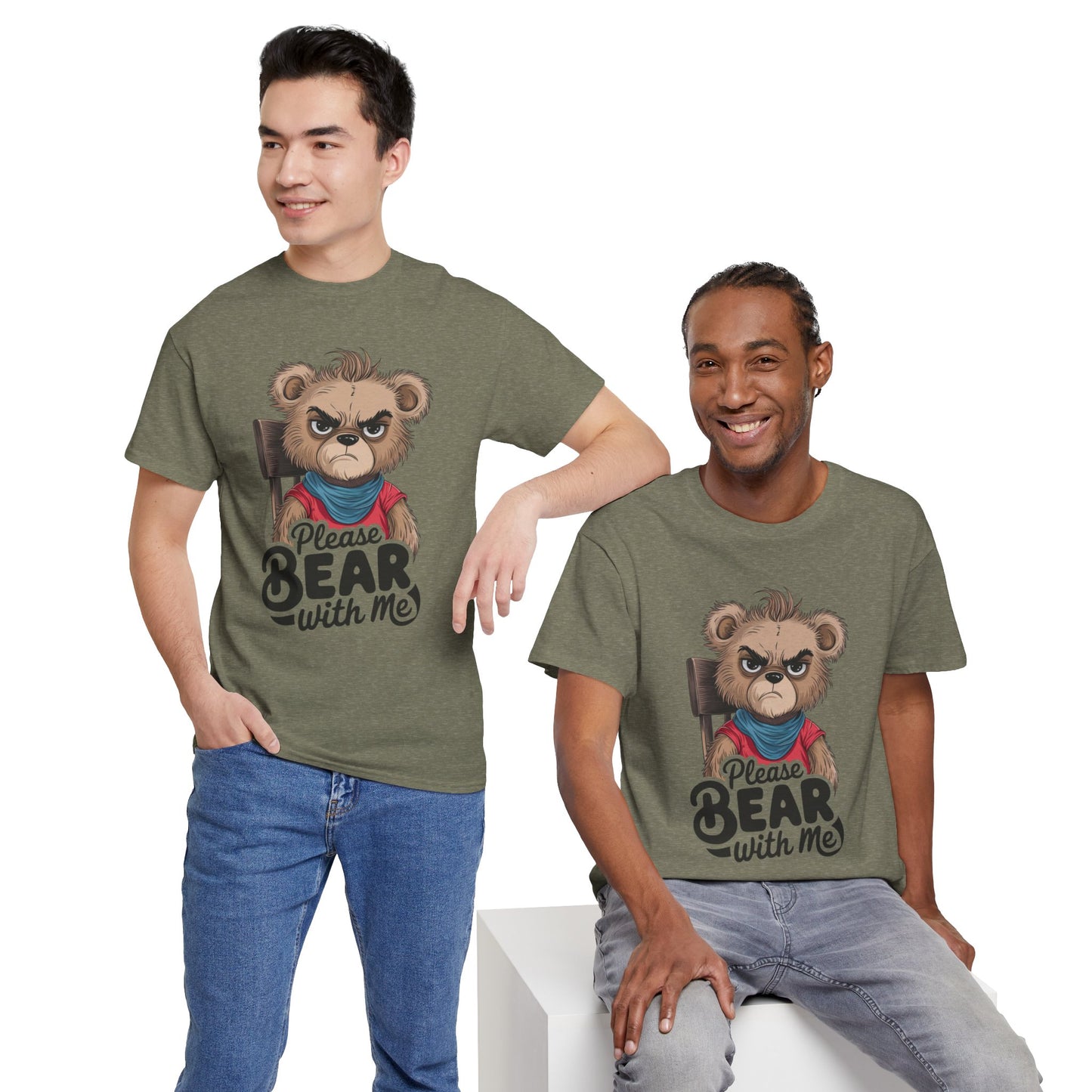 Grumpy Bear Graphic Tee – Please Bear With Me Shirt – Funny Animal T‑shirt – Sarcastic Humor Gift – Cute Bear Meme Art Tee