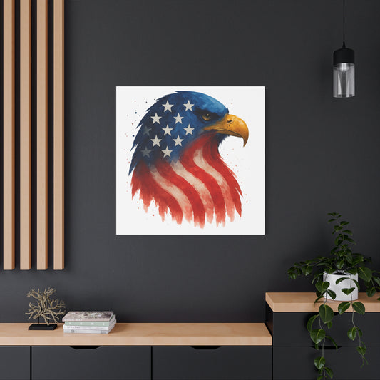 Patriotic Eagle Canvas Wall Art - American Flag Eagle Print - 4th of July Decor, USA Home and Office Gift - Ready to Hang Canvas Art