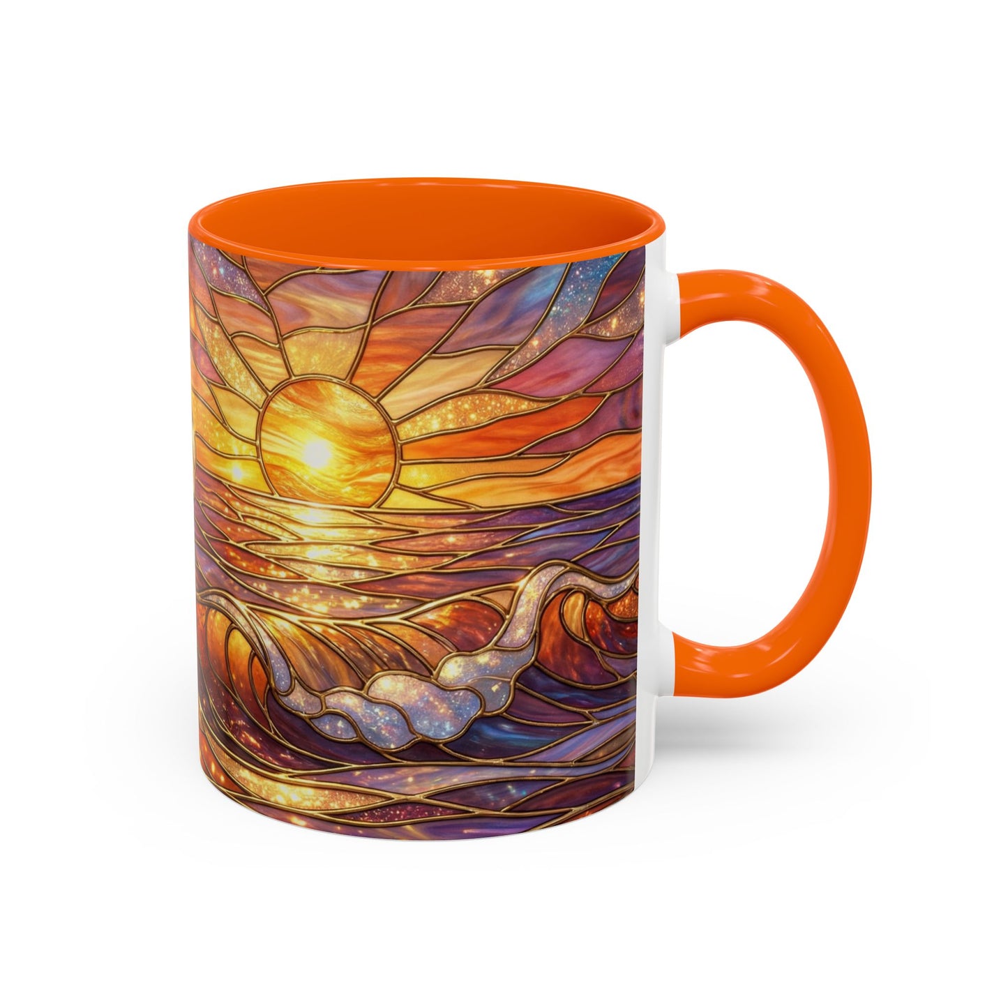 Stained Glass Wave Mug, Ocean Sunset Coffee Cup, Vibrant Beach Art, Sea Lover Gift, Mosaic Tea Cup, Summer Kitchen Decor, Nature Drinkware