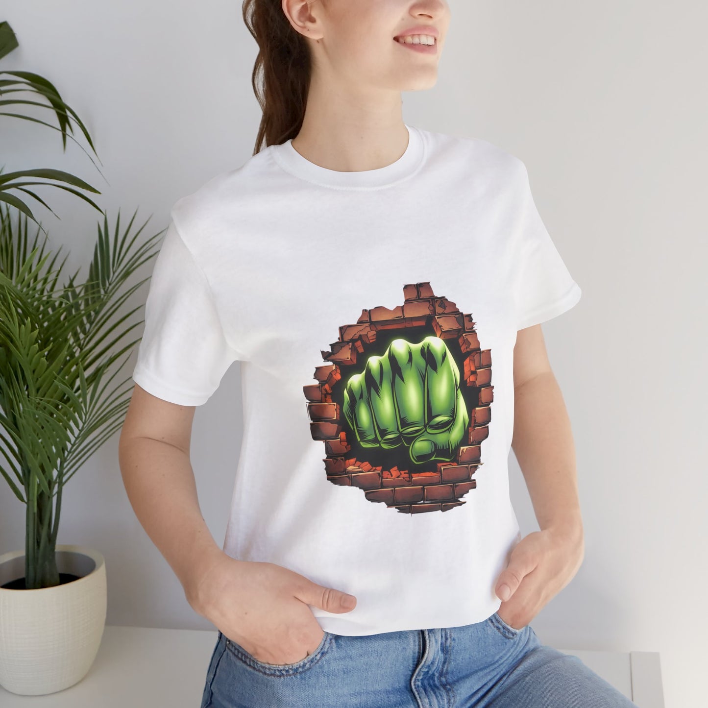 Green Hero Fist Graphic Tee – Superhero Shirt, Comic Pop Art, Gamer Gift, Y2K Dopamine Aesthetic, Funny Nerd Fashion, Unisex T‑shirt