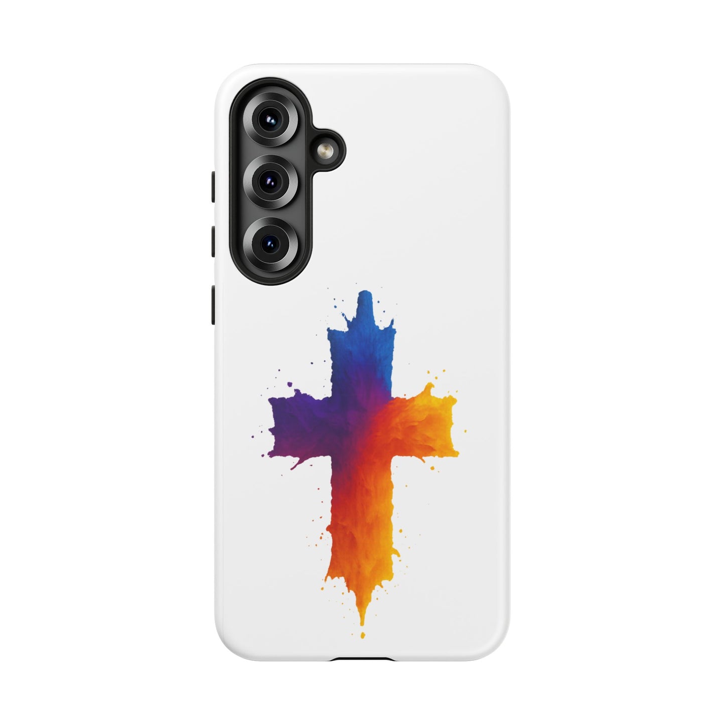 Christian Cross Phone Case – Vibrant Watercolor Design, Faith-Based Gift, Bible Verse Inspired Cell Cover