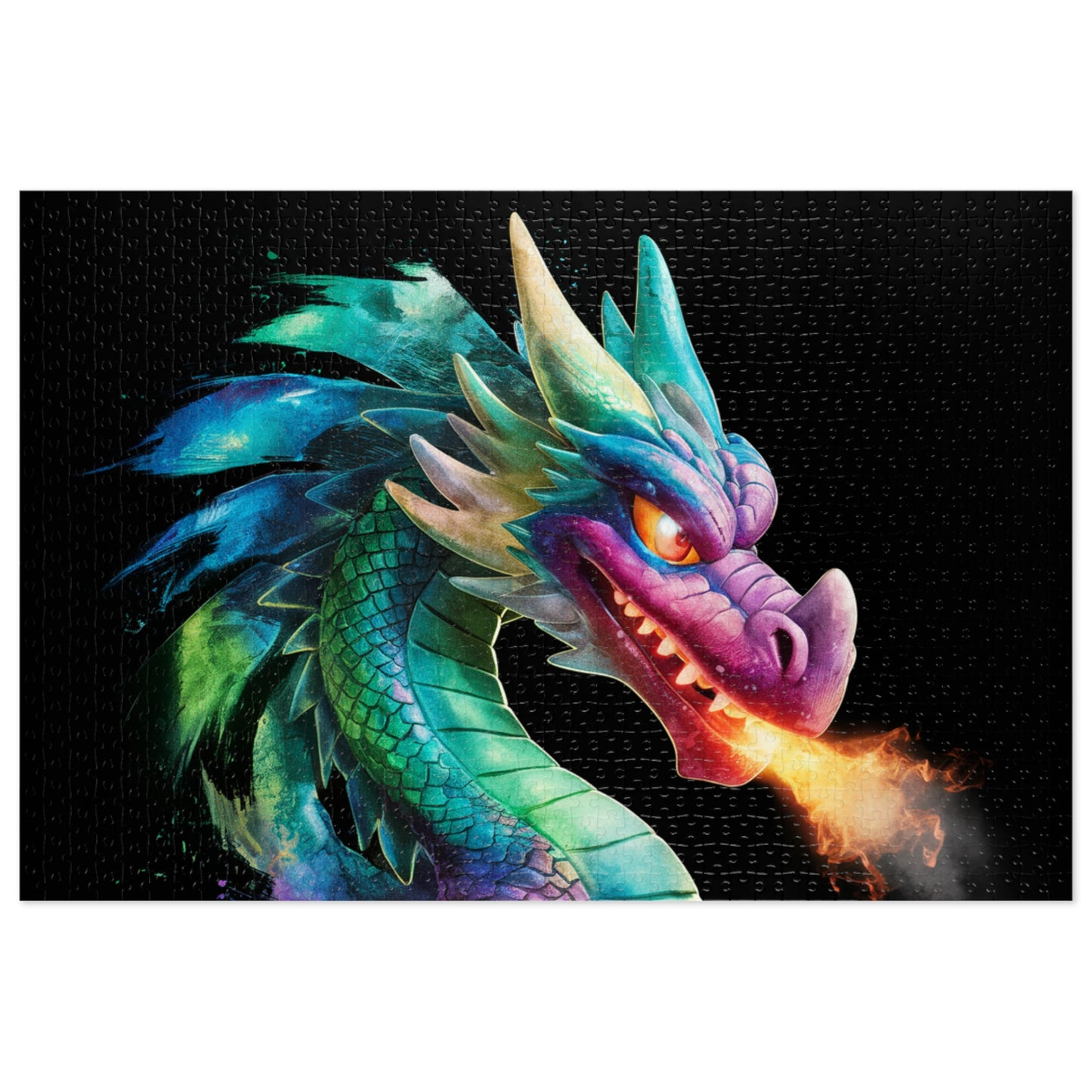 Colorful Fire Breathing Dragon Puzzle - 252, 500, 1000, 2000 Piece Fantasy Jigsaw Gift for Adults, Kids, Gamers, & Art Lovers