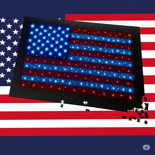 Bioluminescent USA Flag Jigsaw Puzzle - Patriotic Cosmic Puzzle 252-2000PC - Starry Red White Blue Home Decor Family Game Night Gift