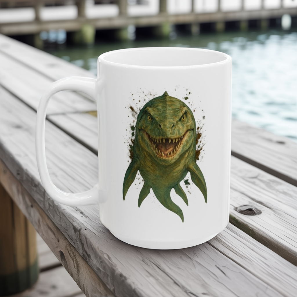 Mosasaurus Ceramic Mug - Dinosaur Coffee Cup | Prehistoric Tidal Beast Gift for Paleontology Fans | 11oz/15oz Dishwasher Safe Jurassic Cup