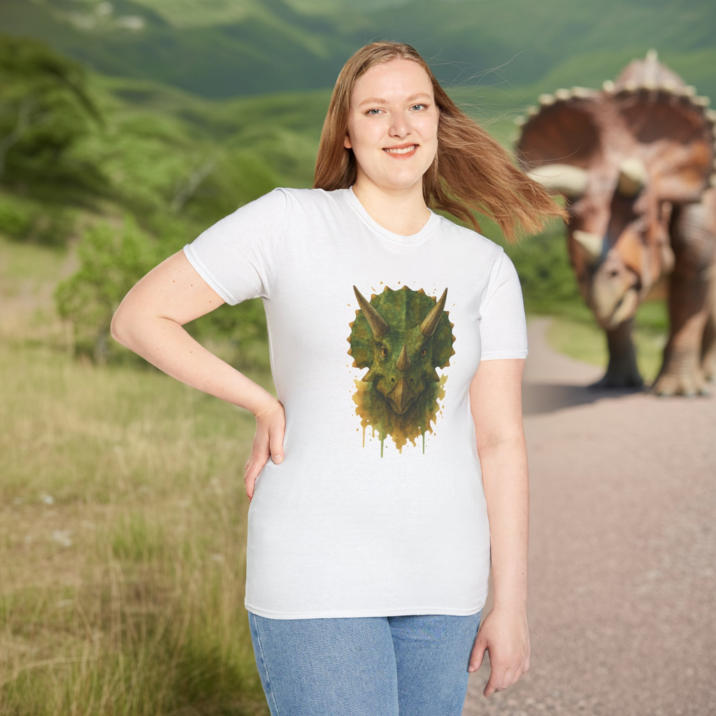 Watercolor Triceratops Dinosaur Shirt | Prehistoric Dino Tee for Women Men and Kids | Unique Gift, Nature Lover T-Shirt