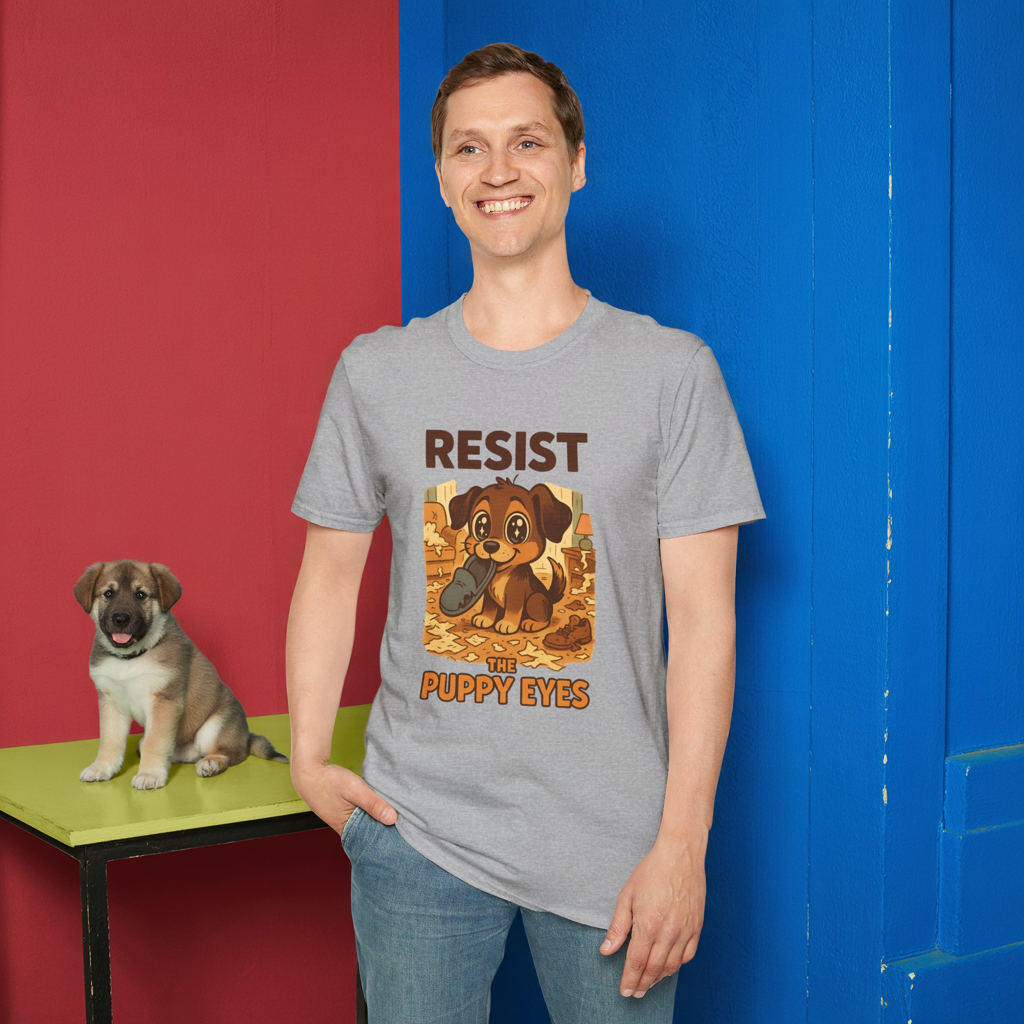 Resist the Puppy Eyes Dog Tee - Cute Puppy Eyes Graphic T-Shirt for Dog Lovers, Funny Pet Gift Shirt, Unisex Animal Lover Tee