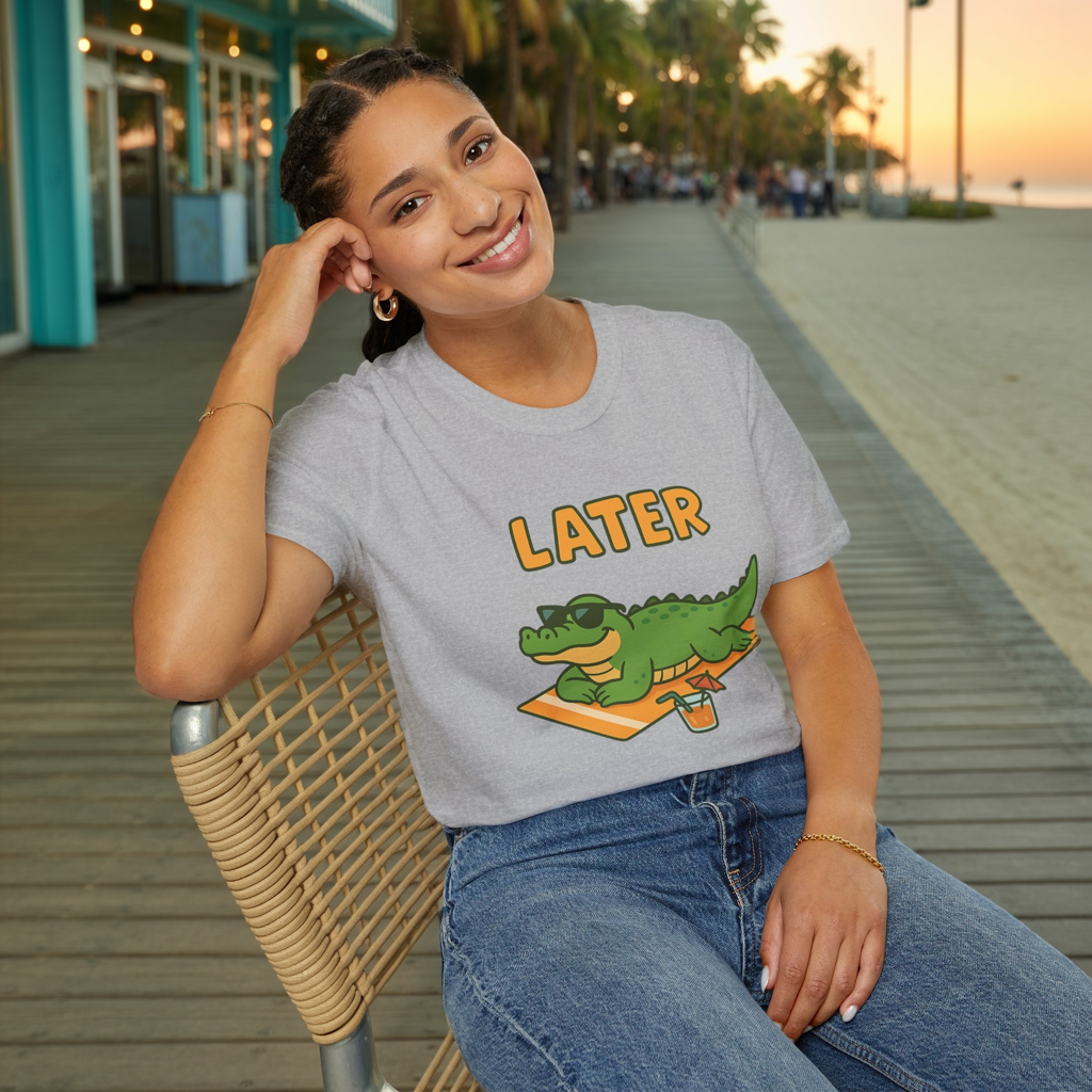 Later Gator Graphic Tee - Funny Alligator T-Shirt | Funny Summer Shirt | Trendy Animal Tee | Cute Gator Gift | Y2K Retro Humor Tee