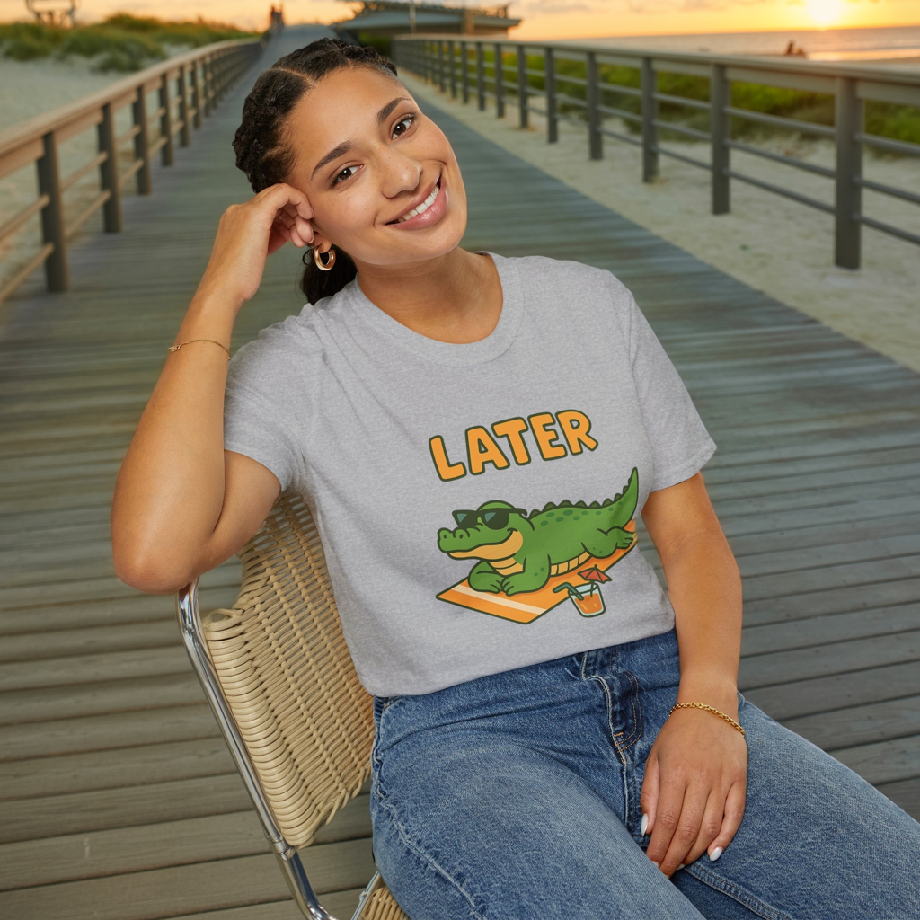 Later Gator Graphic Tee - Funny Alligator T-Shirt | Funny Summer Shirt | Trendy Animal Tee | Cute Gator Gift | Y2K Retro Humor Tee