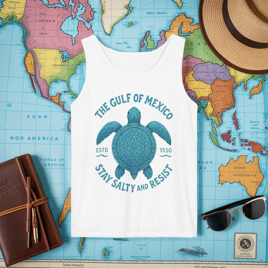Gulf of Mexico Turtle Tank - Stay Salty and Resist Sea Turtle Tee, Beach Vacation Tank Top, Ocean Lover Gift, Summer 2025 Nautical Shirt