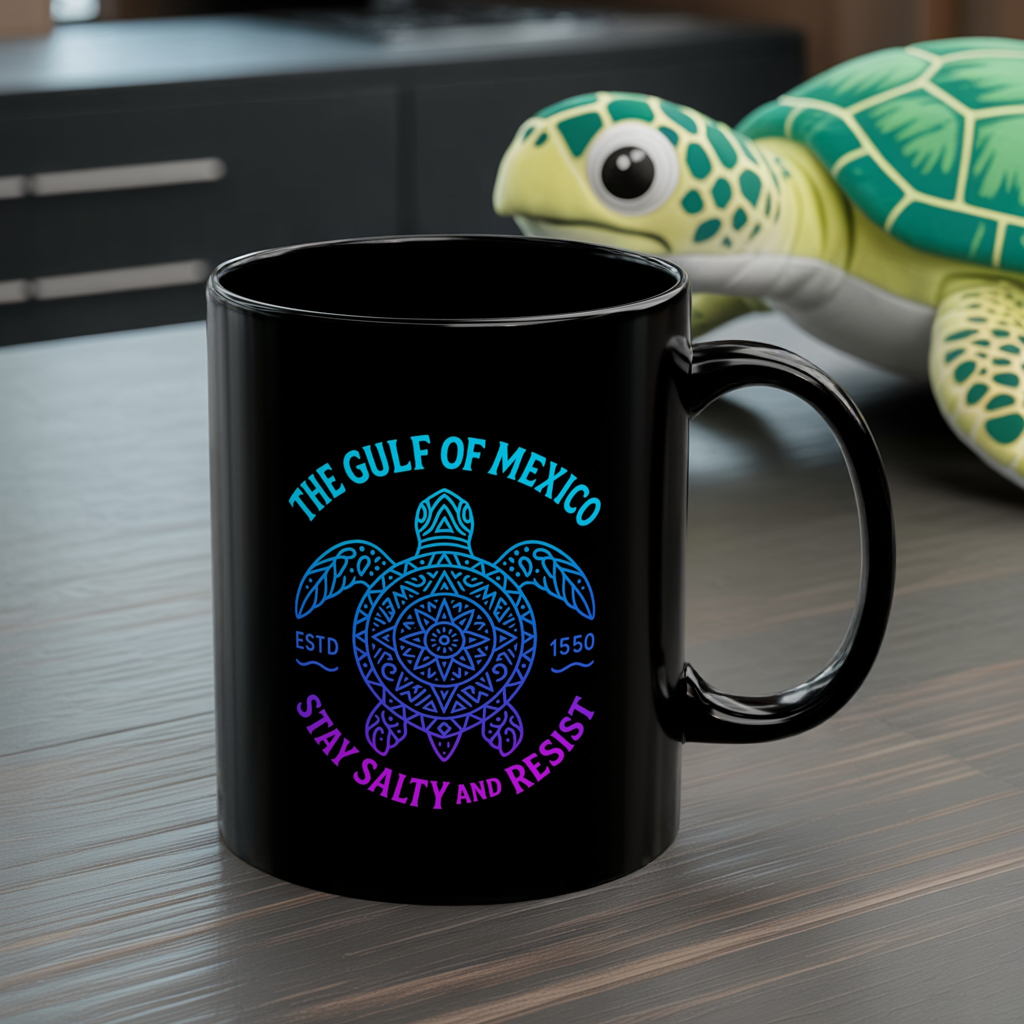 Gulf of Mexico Sea Turtle Mug - Stay Salty and Resist - Ocean Conservation Gift - Coastal Pride Coffee Cup - Nautical Vibes