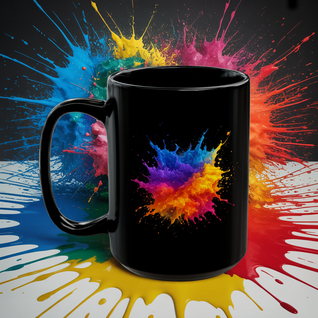Color Splash Art Mug - Abstract Paint Splash Coffee Cup - Bright Bold Colorful Mug - Artist Gift Idea - Creative Vibe Mug 11oz 15oz