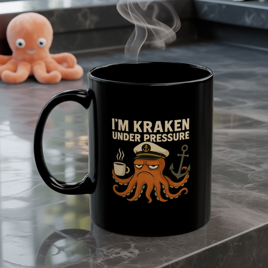 Kraken Under Pressure Mug • Funny Octopus Coffee Cup • Nautical Pun Gift Mug • Ocean Captain Humor • Stress Joke Mug 11oz 15oz