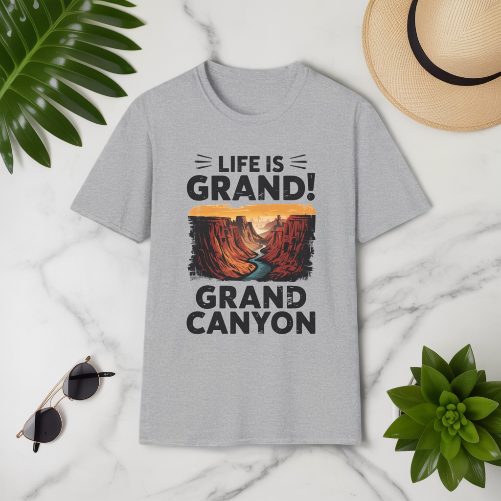 Life is Grand T-Shirt – Grand Canyon Graphic Tee | Funny National Park Shirt | Arizona Souvenir | Unisex Hiking Travel Gift Tee