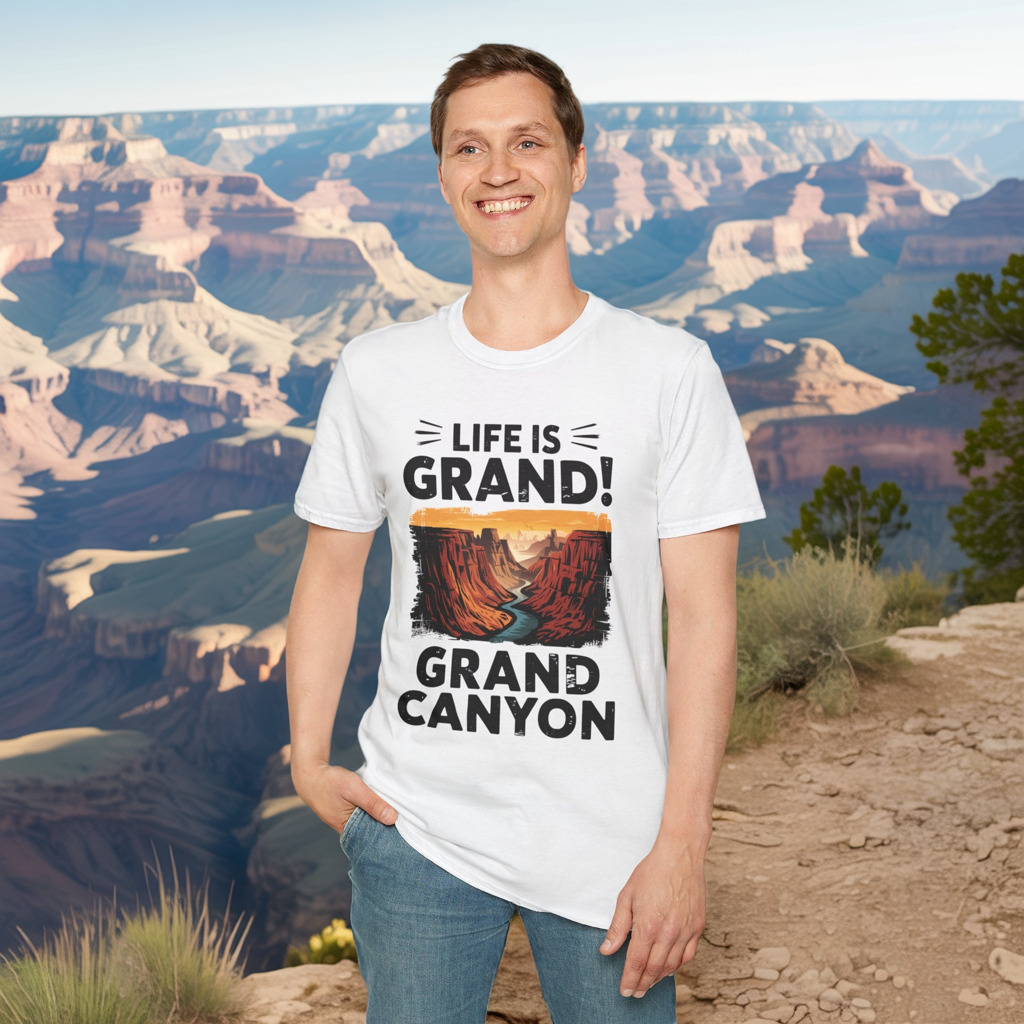 Life is Grand T-Shirt – Grand Canyon Graphic Tee | Funny National Park Shirt | Arizona Souvenir | Unisex Hiking Travel Gift Tee