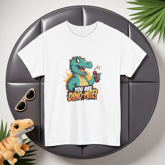 You Are Dino-Mite T-Shirt – Funny Dinosaur Graphic Tee | Cute T-Rex Shirt for Kids & Adults | Unisex Dino Lover Gift | Explosion Design