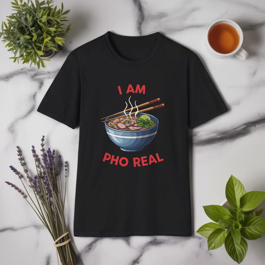 I Am Pho Real T-Shirt | Funny Pho Bowl Shirt | Foodie Pun Tee | Ramen Alternative Gift | Cute Asian Noodle Humor Tee | Gift for Food Lovers