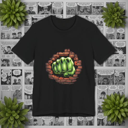 Green Hero Fist Graphic Tee – Superhero Shirt, Comic Pop Art, Gamer Gift, Y2K Dopamine Aesthetic, Funny Nerd Fashion, Unisex T‑shirt