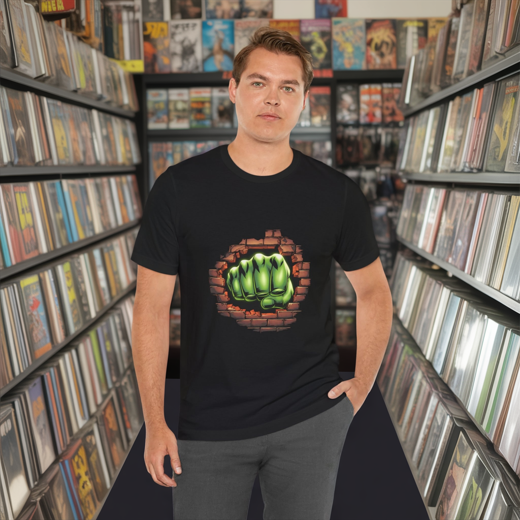 Green Hero Fist Graphic Tee – Superhero Shirt, Comic Pop Art, Gamer Gift, Y2K Dopamine Aesthetic, Funny Nerd Fashion, Unisex T‑shirt