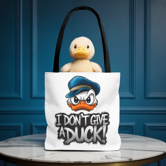 Funny Grumpy Duck Tote Bag | I Don’t Give A Duck Canvas Tote | Eco Reusable Cotton Gift Tote | Cute Animal Humor Market Bag