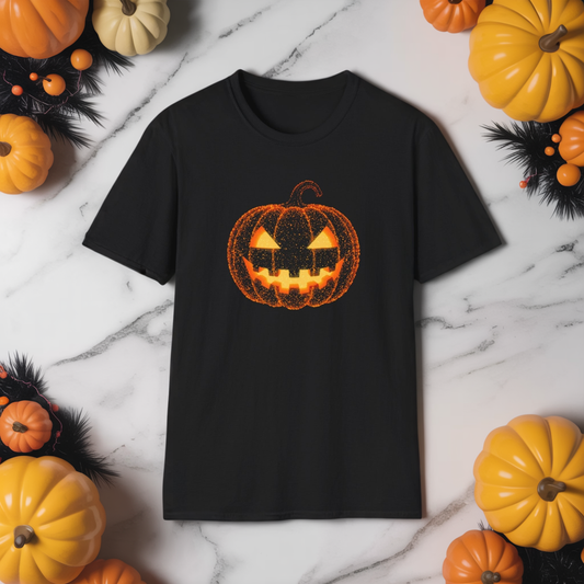 Bioluminescent Jack-O'-Lantern Halloween Shirt - Glowing Pumpkin Face Tee, Spooky Fall T-Shirt, Halloween Party Shirt, Unisex Fit