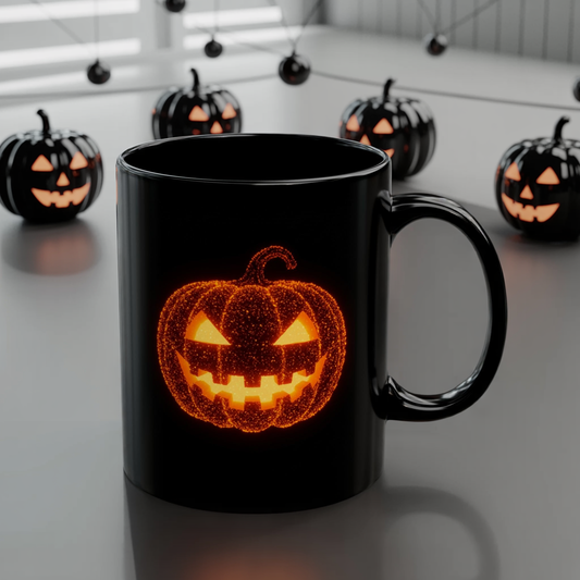 Glowing Jack-o'-Lantern Halloween Mug | Bioluminescent-Inspired Pumpkin Design | Spooky Coffee Cup | 11oz 15oz Fall Gift Idea