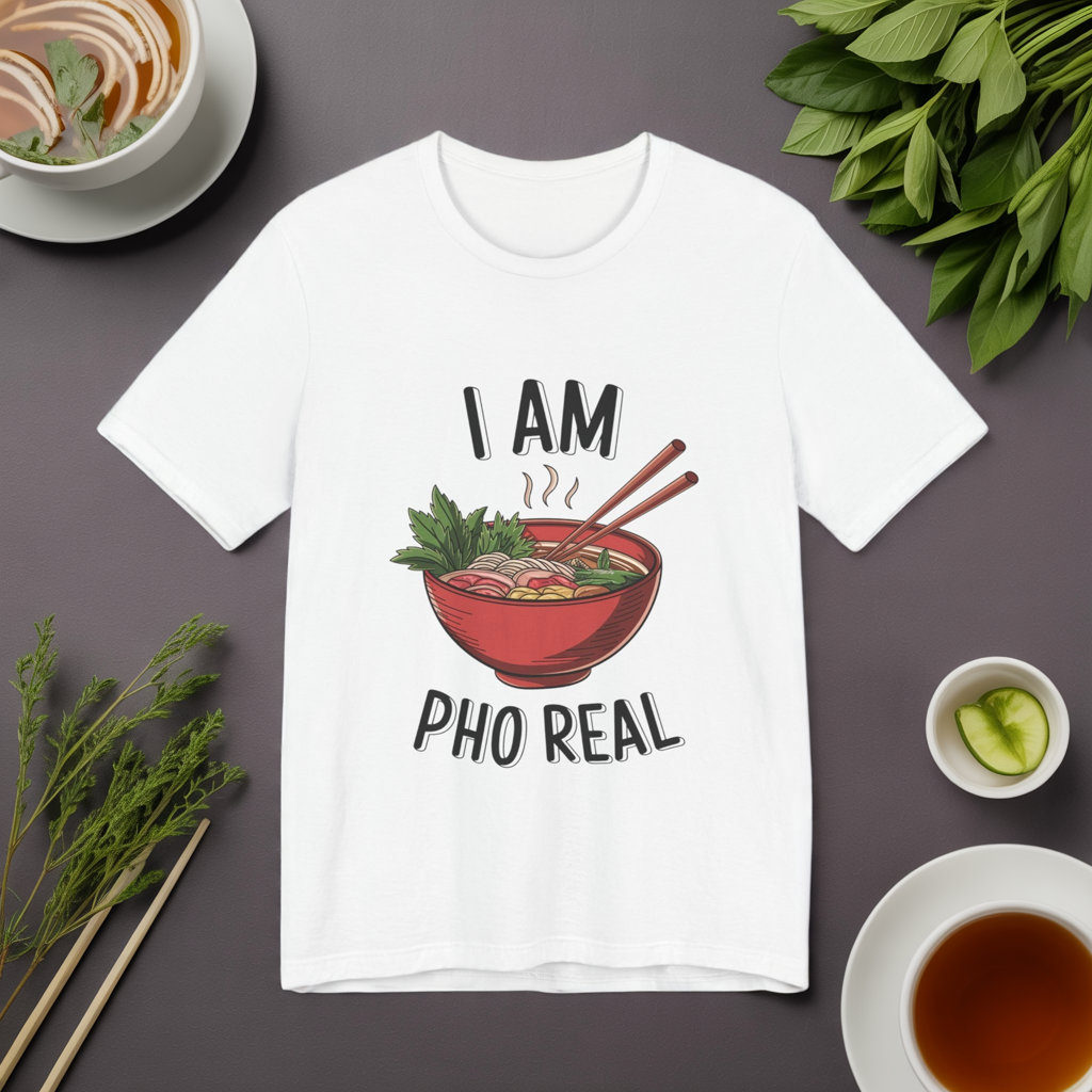 I Am Pho Real T-Shirt | Funny Pho Noodle Bowl Tee, Vietnamese Food Pun Shirt, Ramen & Noodle Lover Gift, Cute Asian Cuisine Graphic Top