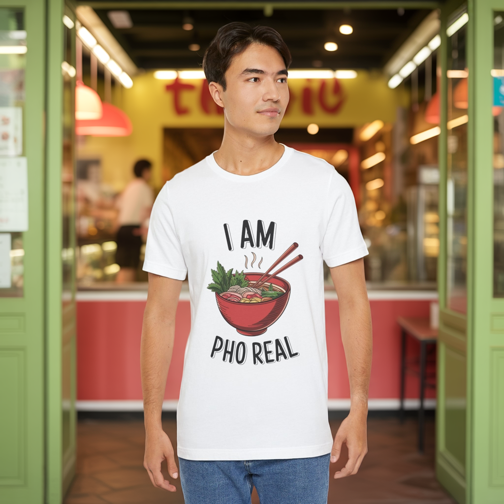 I Am Pho Real T-Shirt | Funny Pho Noodle Bowl Tee, Vietnamese Food Pun Shirt, Ramen & Noodle Lover Gift, Cute Asian Cuisine Graphic Top