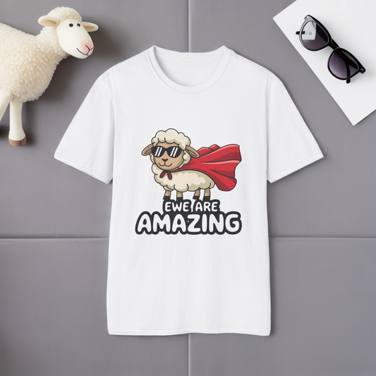Ewe Are Amazing Funny Sheep Shirt – Cute Animal Pun T-Shirt – Superhero Lamb Graphic Tee for Farmers, Animal Lovers & Gift Giving