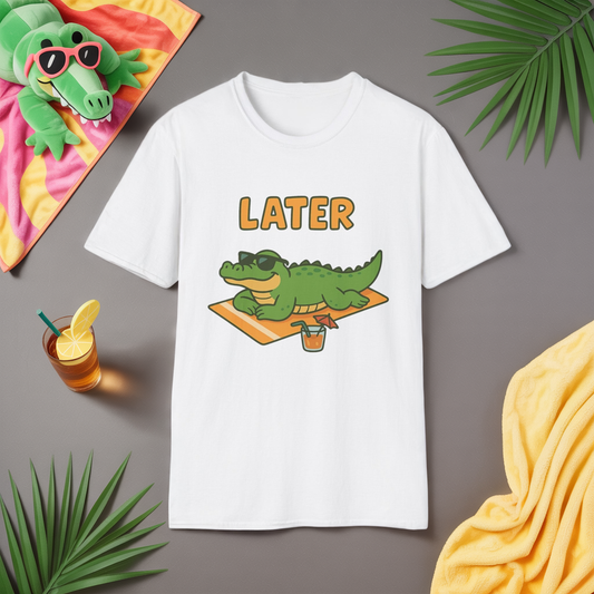 Later Gator Graphic Tee - Funny Alligator T-Shirt | Funny Summer Shirt | Trendy Animal Tee | Cute Gator Gift | Y2K Retro Humor Tee
