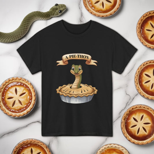 A Pie-Thon Funny Snake Pun Shirt – Cute Animal Joke T-Shirt – Quirky Graphic Tee for Pun Lovers, Reptile Fans, and Unique Gift Ideas