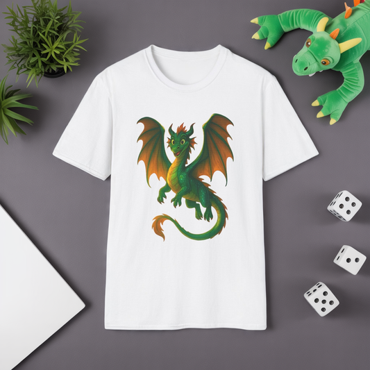 Green Dragon Fantasy T-Shirt | Unisex Mythical Creature Tee | DnD Gamer Gift | Cool Dragon Shirt | Magic RPG Nerdy Graphic Tee