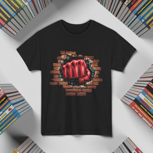 Impact Fist Graphic T-Shirt – Punch Through Brick Wall Design | Bold Streetwear Tee for Fighters, Gym & Edge-Lovers
