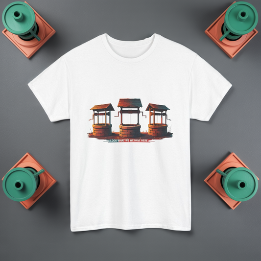 Funny “Well Well Well” T-Shirt • Pun Graphic Tee with Wishing Wells • Retro Vintage Humor Shirt • Gift for Pun Lovers & Joke Fans