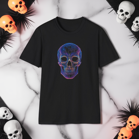 Neon Skull Graphic Tee • Psychedelic Cyberpunk Skull Shirt • Vaporwave Neon Skull T-Shirt • Retro Urban Streetwear • Unisex Gift