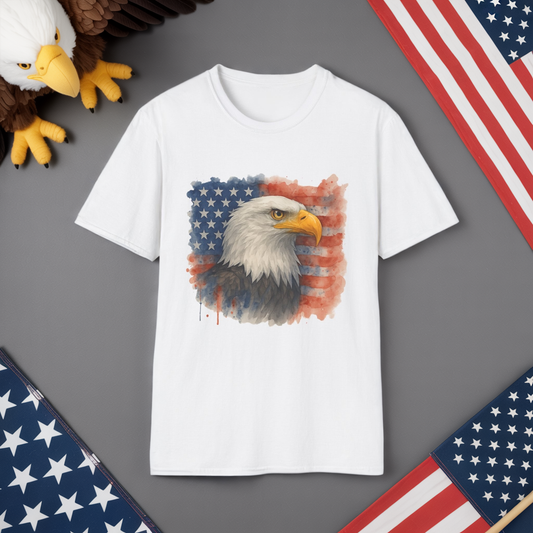 American Eagle & Flag T‑Shirt | Patriotic Graphic Tee | Bald Eagle USA Shirt | 4th of July Tee | Independence Day Apparel
