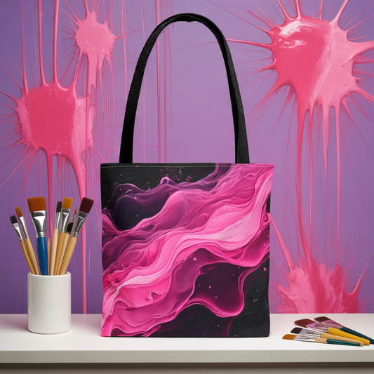 Pink Abstract Tote Bag | Bold Magenta Swirl Art Print Tote | Abstract Expressionism Carryall | Statement Shopper | Canvas Tote Bag