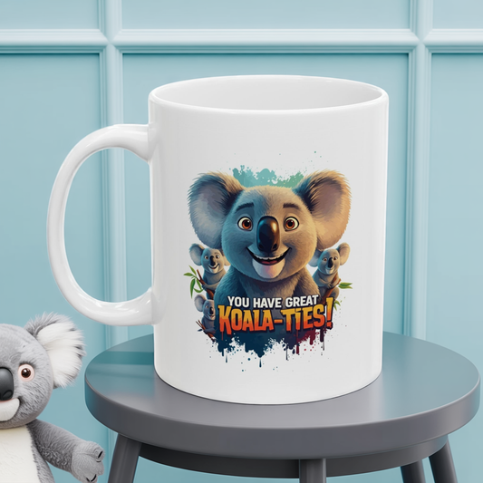 You Have Great Koala-ties Mug | Cute Koala Pun Coffee Cup | Animal Lover Gift | Koala Christmas Stocking Stuffer | Cute Punny Mug