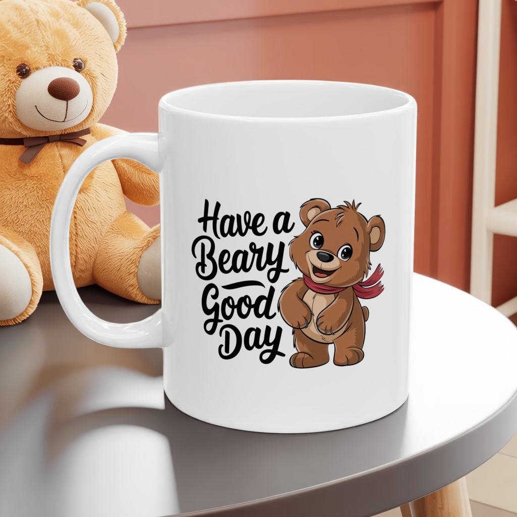 Have a Beary Good Day Mug – Cute Bear Coffee Cup with Fun Quote – Gift for Him, Her, Kids – Adorable Kitchen Decor