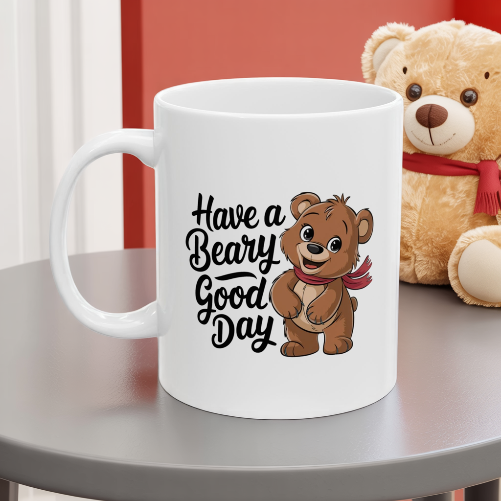 Have a Beary Good Day Mug – Cute Bear Coffee Cup with Fun Quote – Gift for Him, Her, Kids – Adorable Kitchen Decor