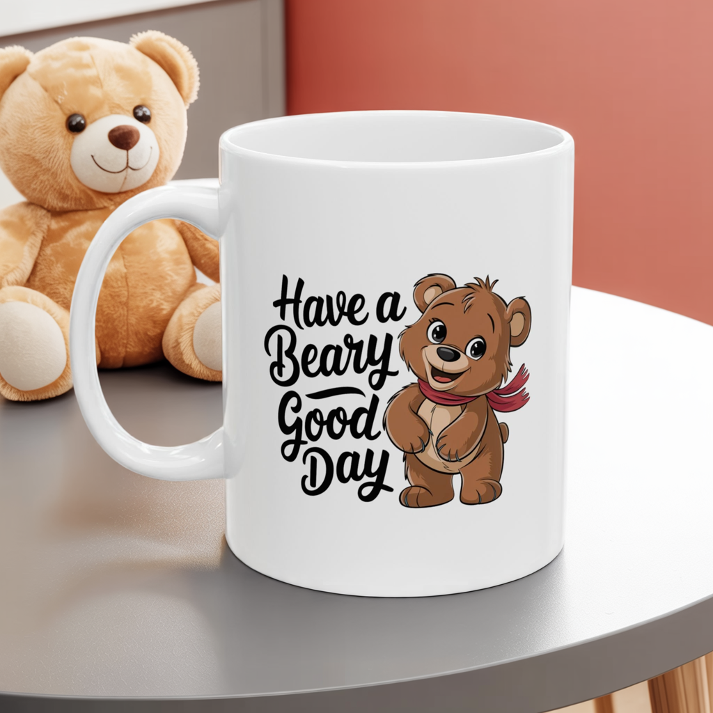 Have a Beary Good Day Mug – Cute Bear Coffee Cup with Fun Quote – Gift for Him, Her, Kids – Adorable Kitchen Decor