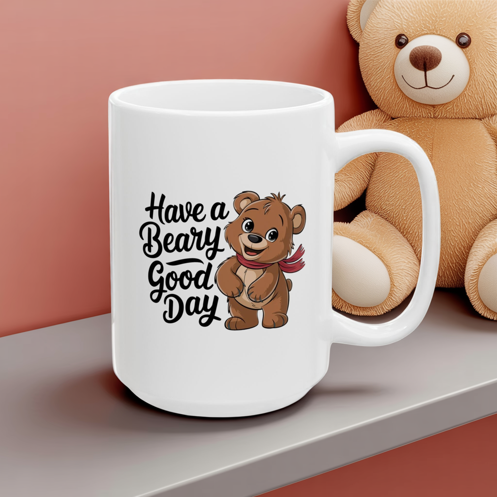 Have a Beary Good Day Mug – Cute Bear Coffee Cup with Fun Quote – Gift for Him, Her, Kids – Adorable Kitchen Decor