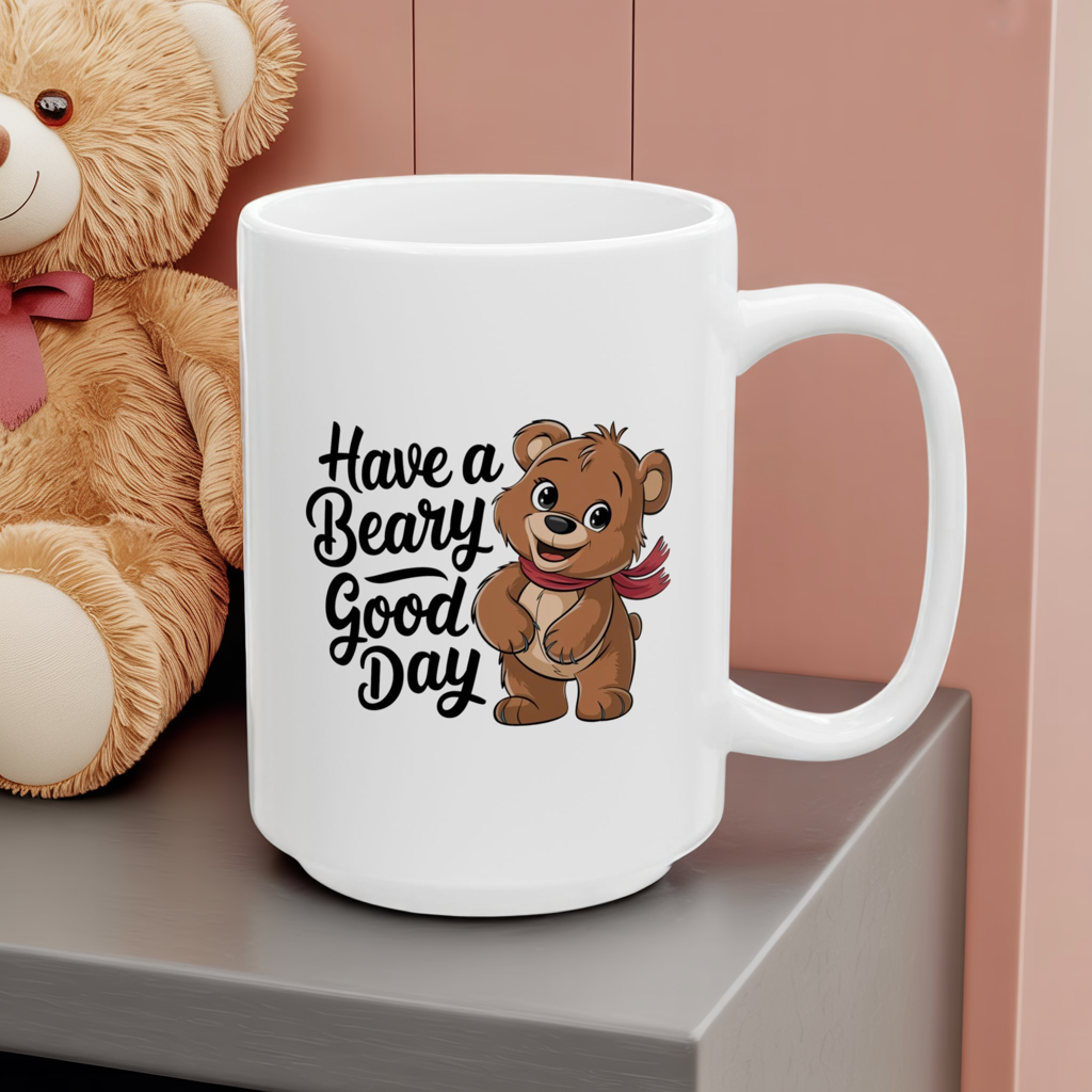Have a Beary Good Day Mug – Cute Bear Coffee Cup with Fun Quote – Gift for Him, Her, Kids – Adorable Kitchen Decor
