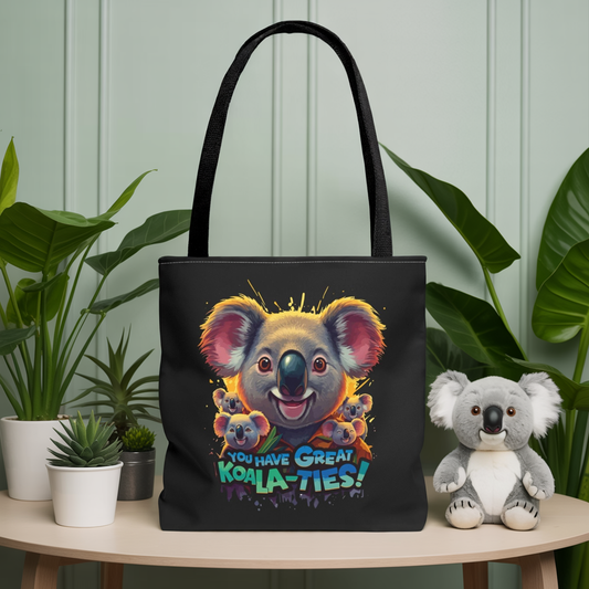 Koala Tote Bag – Funny Animal Pun Bag with Cute Koala Design – Reusable Grocery, Beach, or Everyday Carry Bag – Gift for Koala Lovers
