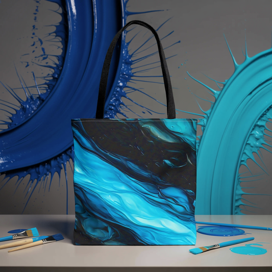 Blue Abstract Swirl Tote Bag – Fluid Art Style Reusable Shopping Bag, Modern Artistic Everyday Carry, Eco-Friendly Gift for Art Lovers