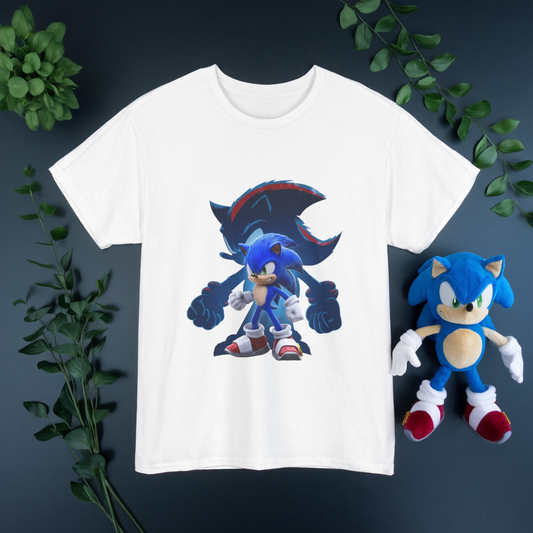 Blue Speed Hero Graphic Tee | Retro Gaming Legend T-Shirt | Fan Inspired Gamer Apparel | Cool Vintage Style Unisex Shirt for Adults & Teens