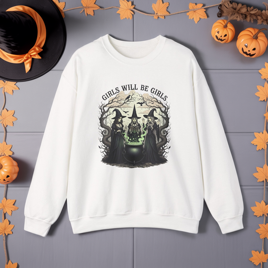 Girls Will Be Girls Witch Shirt - Witchcore Coven Graphic Tee - Feminist Witchy Aesthetic - Cottagecore Halloween Shirt For Women